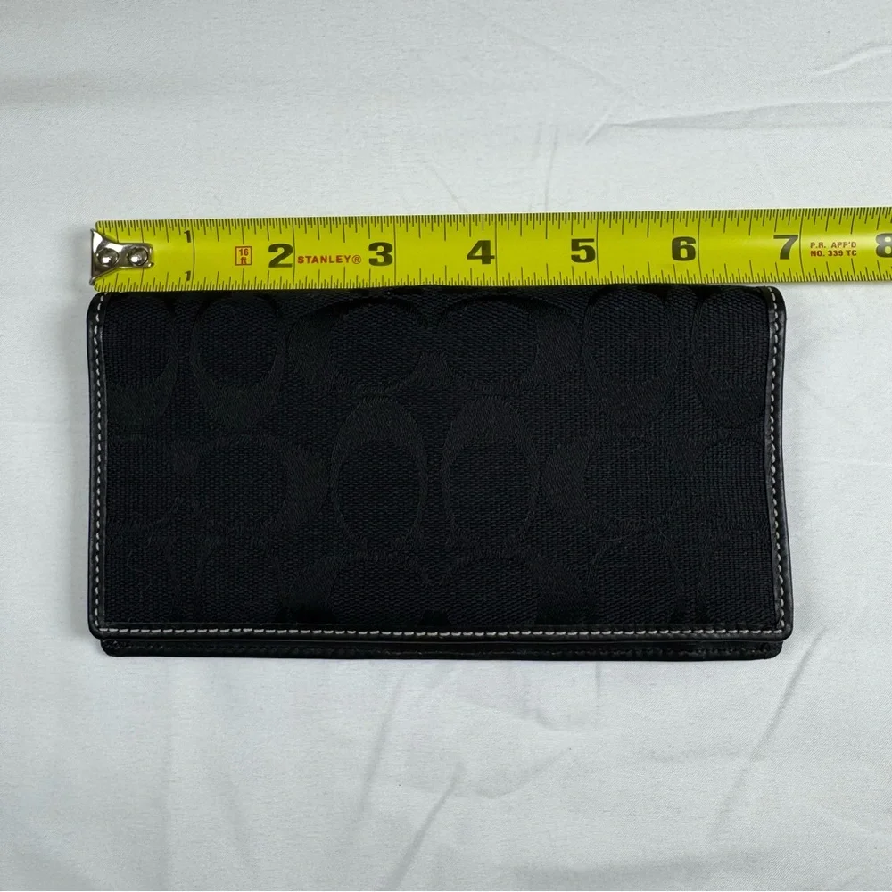 Coach‎ Leather Canvas Wallet Signature Black Classic Bi-fold Wallet Signature